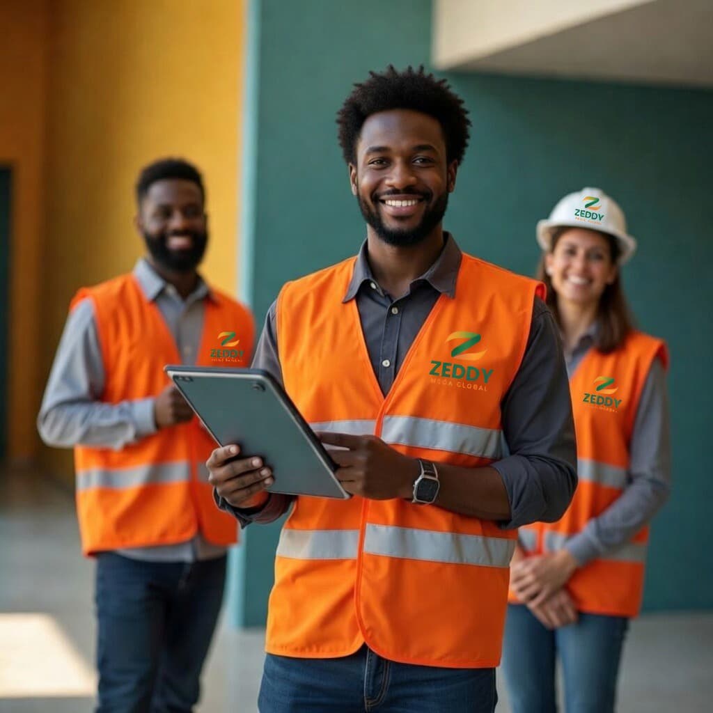 Zeddy team professionals in safety gear